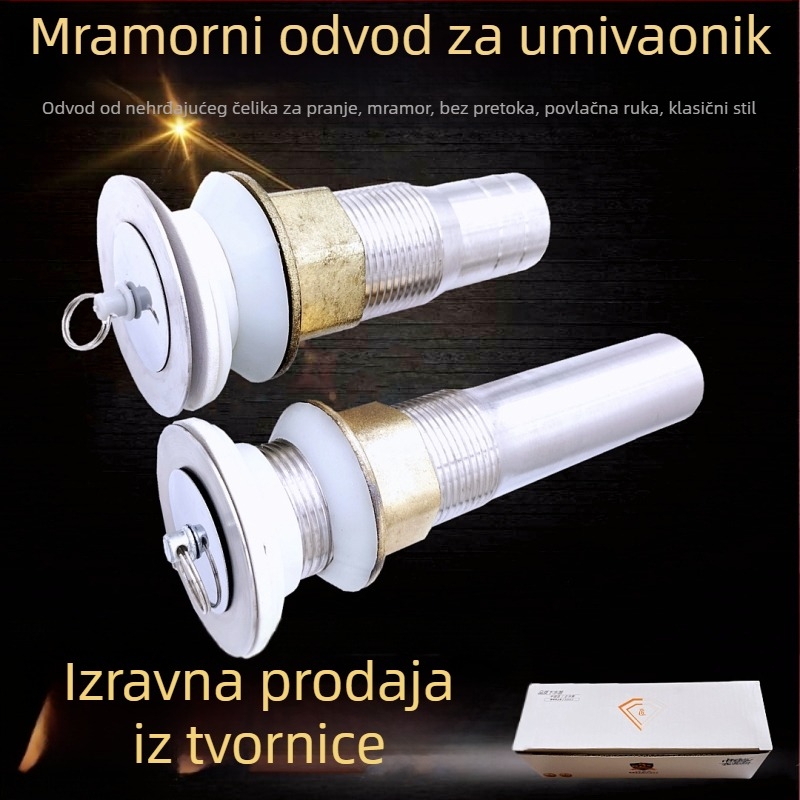 Mramorni odvod za sudoper s vučnim prstenom – podizni tip, nehrđajući čelik, model 6.0, moderni minimalistički dizajn