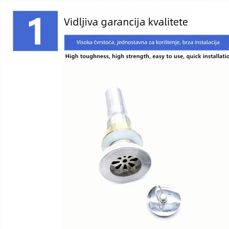 Mramorni odvod za sudoper s vučnim prstenom – podizni tip, nehrđajući čelik, model 6.0, moderni minimalistički dizajn