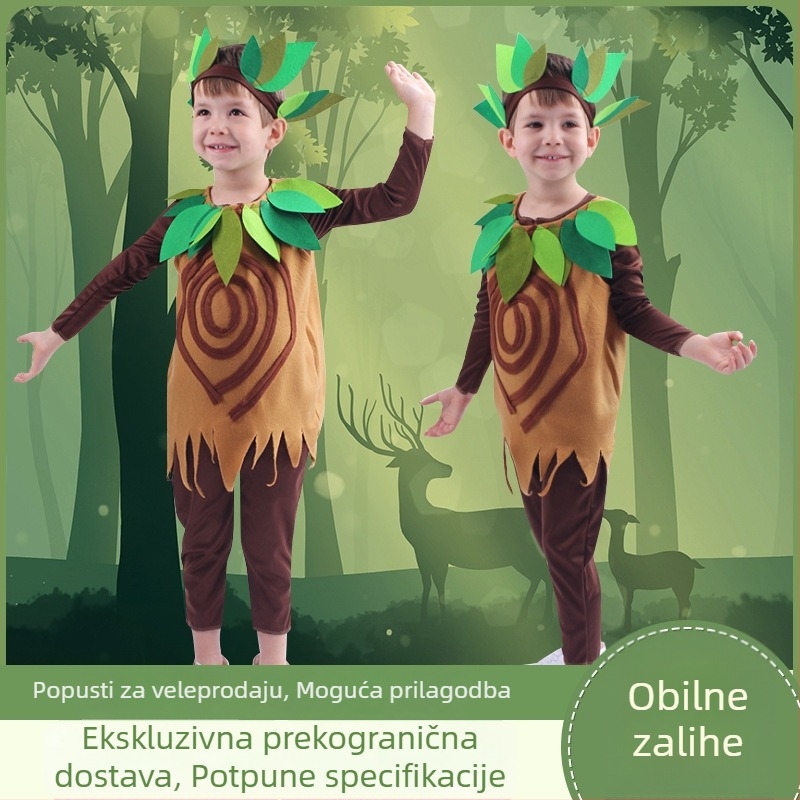 Dječji scenski kostim drvnog elfa – Anni, poliester 95% i više, unisex, za djecu do 17 godina, ljeto 2025