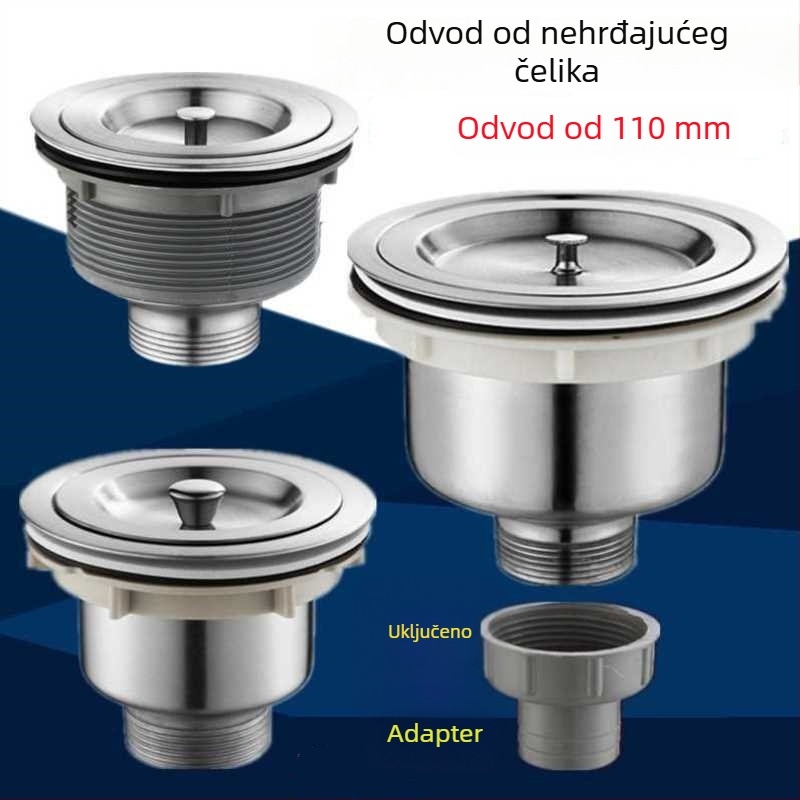 Kuhinjski odvodni dodatak za sudoper s jednim sudom – nehrđajući čelik/ABS