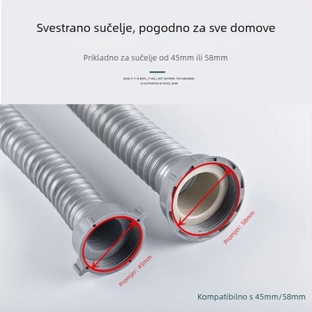 Komplet odvodnje za kuhinjski sudoper s produženjem, protiv mirisa, spojno crijevo s dvostrukom glavom – nehrđajući čelik, CE potvrda