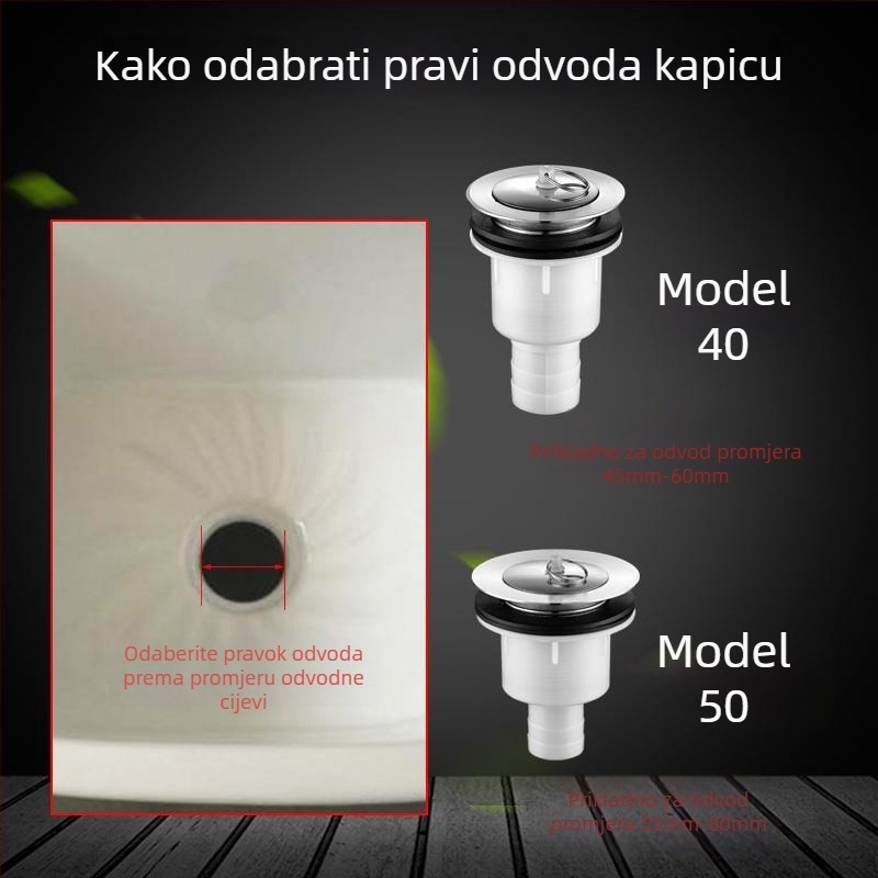 Nehrđajući filter odvodnje za umivaonik s vučnim mehanizmom, model 50, prilagodljivo, privatna marka