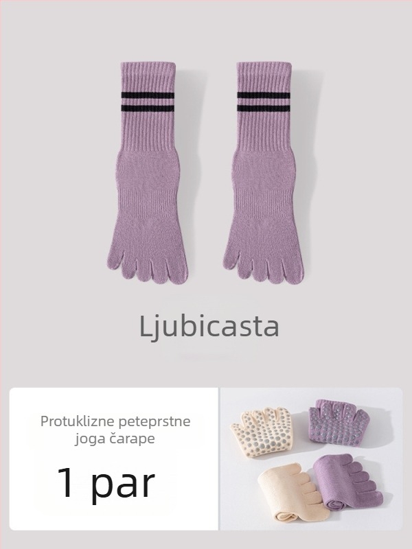 Joga čarape s pet prstiju, podijeljene prste, protuklizne, antibakterijske, upijaju znoj, 95% pamuk