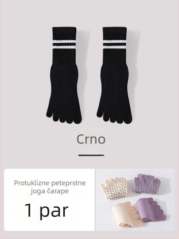 Joga čarape s pet prstiju, podijeljene prste, protuklizne, antibakterijske, upijaju znoj, 95% pamuk