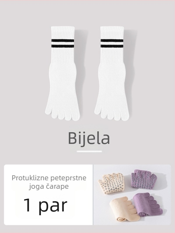 Joga čarape s pet prstiju, podijeljene prste, protuklizne, antibakterijske, upijaju znoj, 95% pamuk