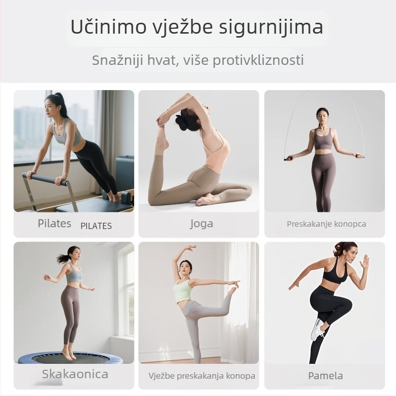 Joga čarape s pet prstiju, podijeljene prste, protuklizne, antibakterijske, upijaju znoj, 95% pamuk