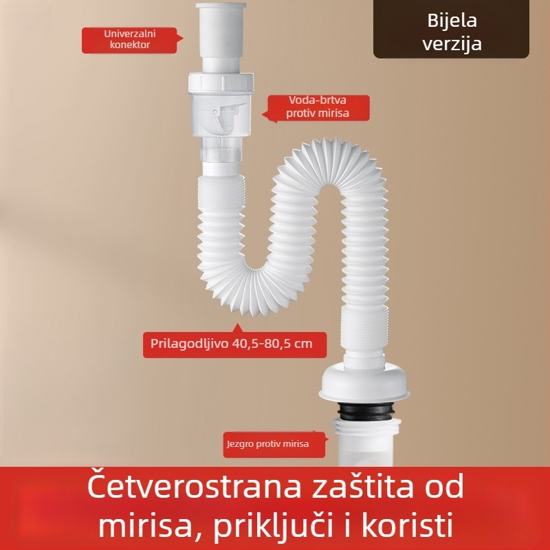 Plastični pop-up odvod za umivaonik, oblik S, model Glue tip tube, stil Modern simplicity
