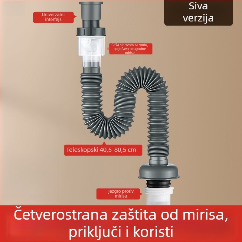 Plastični pop-up odvod za umivaonik, oblik S, model Glue tip tube, stil Modern simplicity