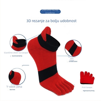 Muške čarape s pet prstiju, debeli kratki gležanj, 90–95% pamuka, upijanje znoja, usklađene boje