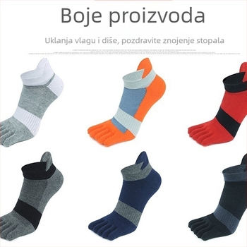 Muške čarape s pet prstiju, debeli kratki gležanj, 90–95% pamuka, upijanje znoja, usklađene boje