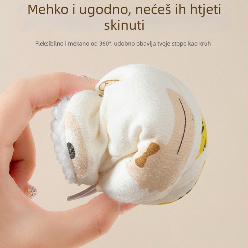 Dječje cipele od čistog pamuka s fleec podstavom, prilagodljive, tople za dob 0–15 mjeseci, cartoon stil