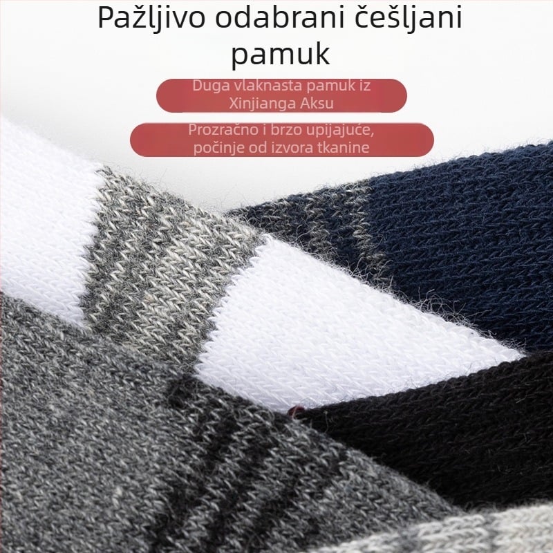 Muške čarape s pet prstiju, 100% pamuk, antibakterijske, upijaju znoj i deodoriraju, srednje dužine, pogodne za sve sezone