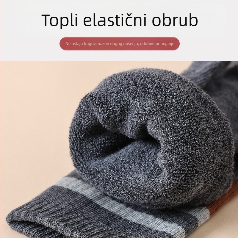 Muške pamučne čarape s prstima za zimu, ekstra debele, duge, karirani/prugasti uzorak, antibakterijske, upijaju znoj, deodorantne