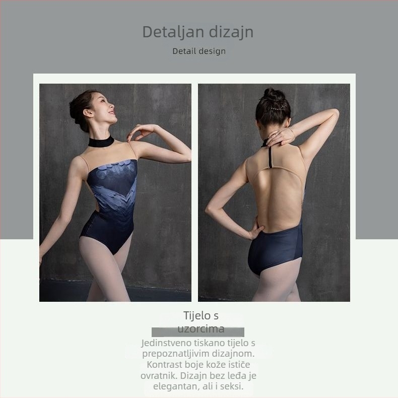 Baletno tijelo bodi za trening gimnastike i zračnu jogu, PVC 90–95% glavni materijal, proljeće 2025, kineski stil, književni retro