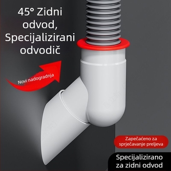 ABS 45° zidni odvod za perilicu rublja — nagnuta brtva, anti-miris, britski stil oblika, model Lh wall row