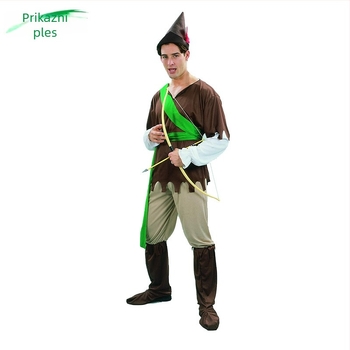 Odrasli muški Robin Hood kostim za Halloween cosplay, kostim za scenu (Brend: Show dance; Materijal: smjesa kemijskih vlakana; Spol: muški; Prigoda: scenska odjeća; Godina/sezona: proljeće 2023)