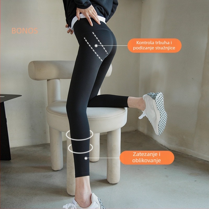 Ženske Shark legice za vježbanje i jogu, uski kroj, visoka elastičnost, mješavina najlona i spandeksa (70–80% najlona, ≤30% spandeksa), duljina 9/10