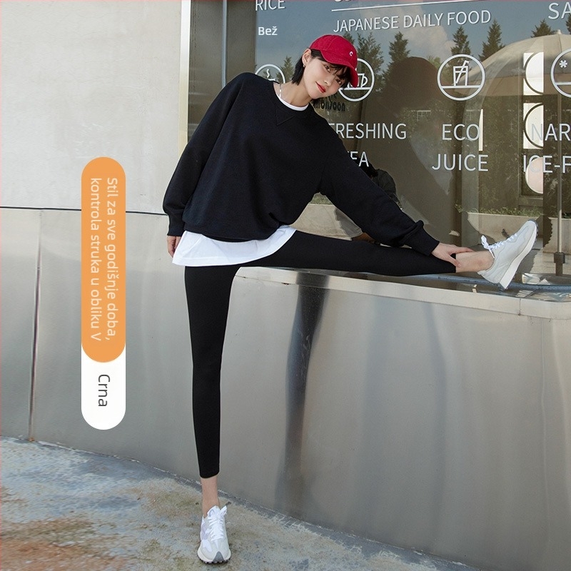 Ženske Shark legice za vježbanje i jogu, uski kroj, visoka elastičnost, mješavina najlona i spandeksa (70–80% najlona, ≤30% spandeksa), duljina 9/10