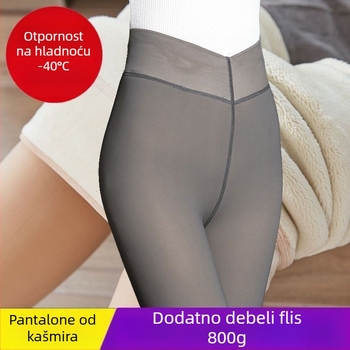 Ženske legice s fleesom za 3/4 duljine, uski kroj, debeli materijal, učinak smanjenja