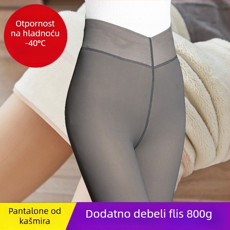 Ženske legice s fleesom za 3/4 duljine, uski kroj, debeli materijal, učinak smanjenja