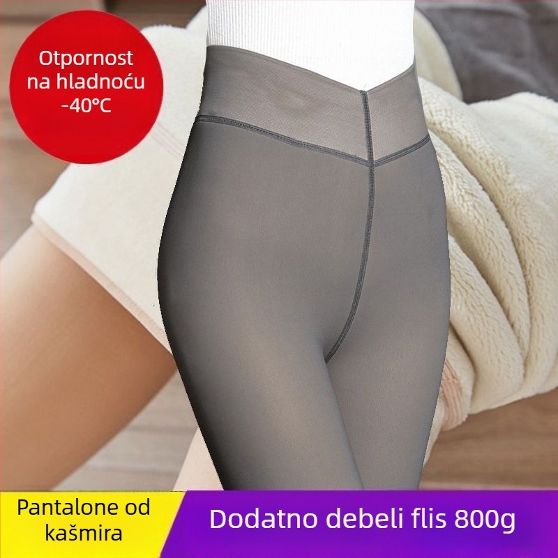Ženske legice s fleesom za 3/4 duljine, uski kroj, debeli materijal, učinak smanjenja
