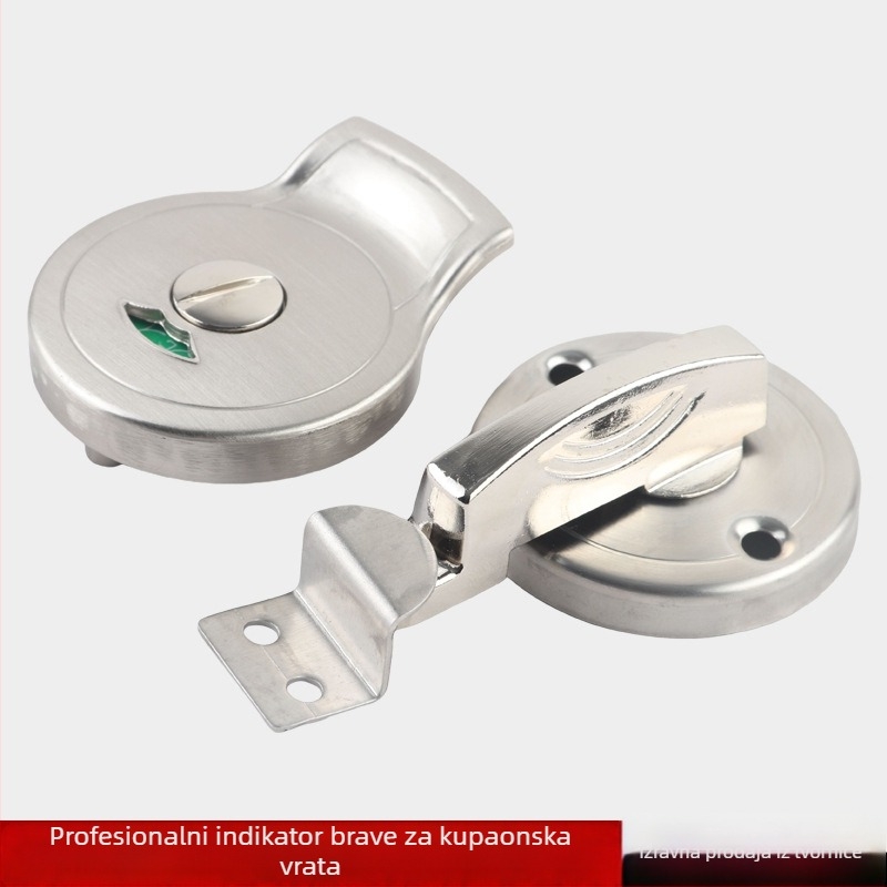 Nerđajući čelični hardver za pregrade u kupaonici s držkom, brušena završna obrada, moderan minimalistički stil, indikator zaključavanja vrata