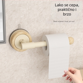 Držač za toaletni papir na zid s vakuumskim pričvršćivanjem, od nehrđajućeg čelika, okrugli oblik, ABS površina, stil laganog luksuza