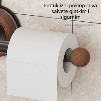Držač za toaletni papir na zid s vakuumskim pričvršćivanjem, od nehrđajućeg čelika, okrugli oblik, ABS površina, stil laganog luksuza