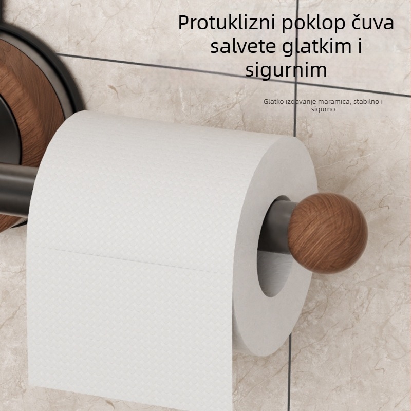 Držač za toaletni papir na zid s vakuumskim pričvršćivanjem, od nehrđajućeg čelika, okrugli oblik, ABS površina, stil laganog luksuza