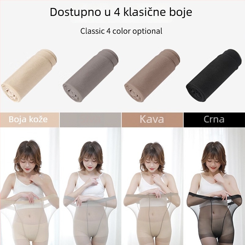 Bezšivne najlon čarape, mat završetak, anti-snag, ultra tanke, dizajn T-Crotch