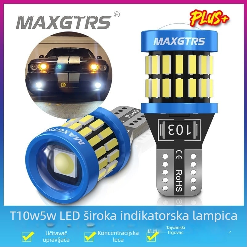 LED T10 žarulja za svjetlo registarske pločice, visoka svjetlina, leća, baza W5W (12V, 5000 lm)