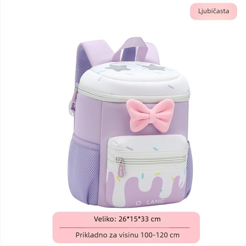 Ruksak za djevojčice 2-7 godina, diving cloth materijal, prozračan, vodootporan, ultralak, ramenski jastučići s zračnim jastučićem, voćni uzorak