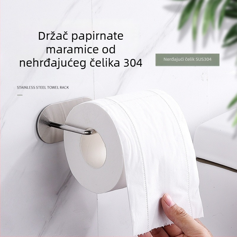 Držač papirnatog ručnika od nehrđajućeg čelika, zidni bez bušenja, kružnog oblika, nordijski stil