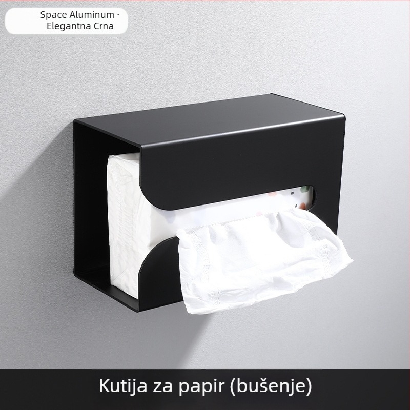 Držač za papirnate ubruse na zid, aluminij, kvadratni oblik, crni premaz, stil Light Luxury, marka Ouzhizhuo