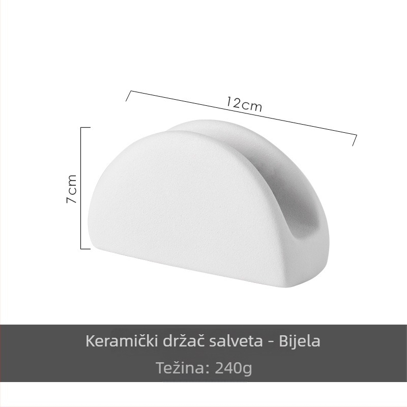 Keramički držač za salvete, mat površina, ovalni oblik, moderni minimalistički stil