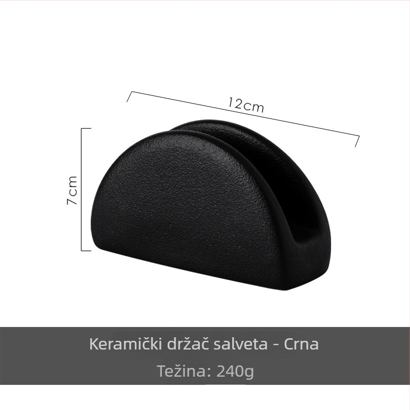 Keramički držač za salvete, mat površina, ovalni oblik, moderni minimalistički stil