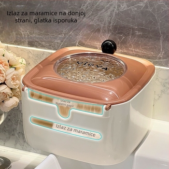 Zidna kutija za maramice, dvostruki sloj, bez bušenja, vodootporna plastična kutija za rolu papirnatih maramica, model YNY-858