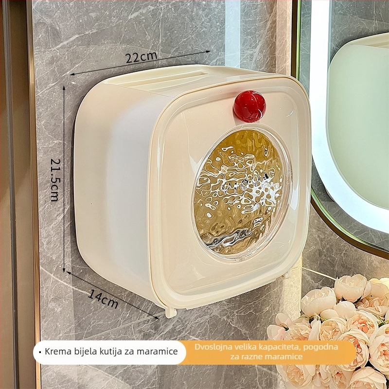 Zidna kutija za maramice, dvostruki sloj, bez bušenja, vodootporna plastična kutija za rolu papirnatih maramica, model YNY-858