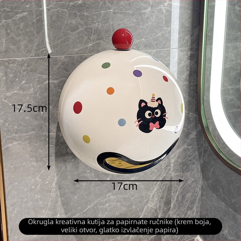 Zidna kutija za toaletni papir, vodootporan spremnik za rolu, bez bušenja, model A27458, plastična