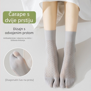 Ženske mrežaste čarape srednje duljine s odvojenim prstima, najlon 70–80%, brzo sušenje, apsorpcija znoja, otpor trenja, pletenje jedne igle