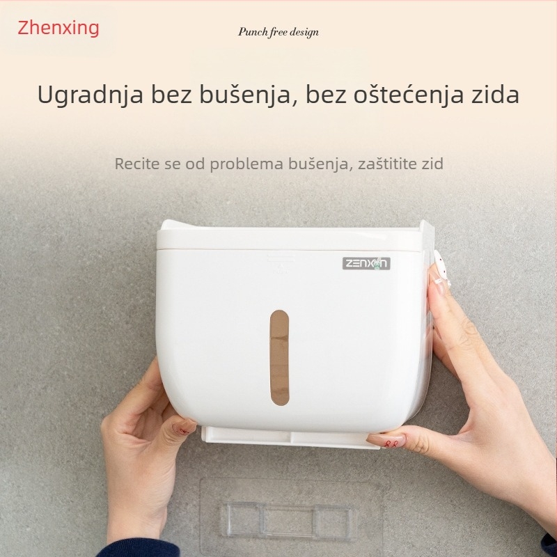 Vodootporan držač rolnog toaletnog papira za kupaonicu s usisavanjem na zid i držačem za telefon — model ZT2336/ZT2469