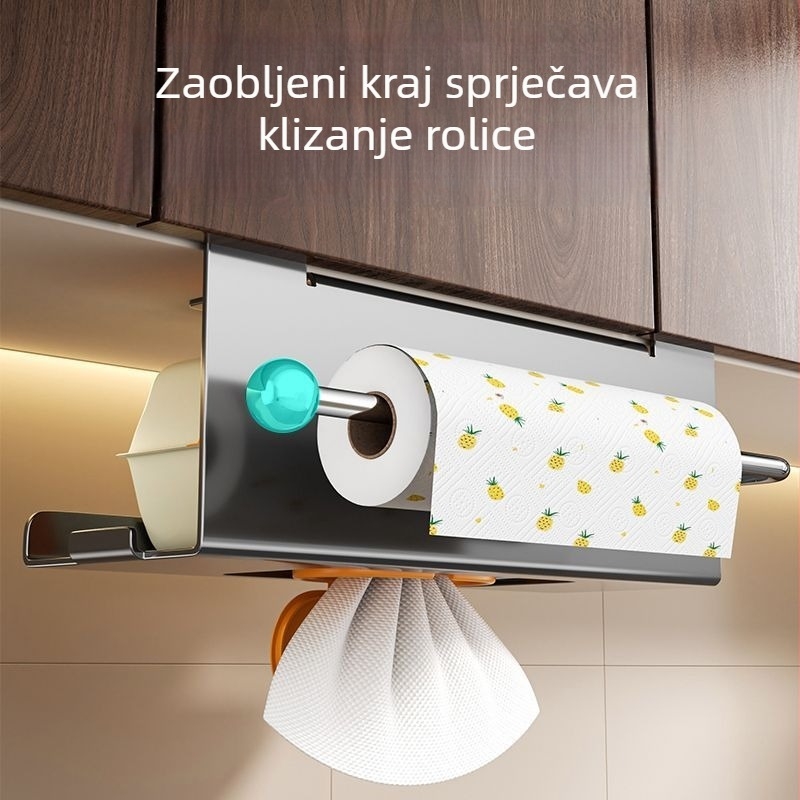 Držač za papir u kuhinji za ormar, zidni bez bušenja, L-oblik, završna obrada pečenim lakom, model SC-152