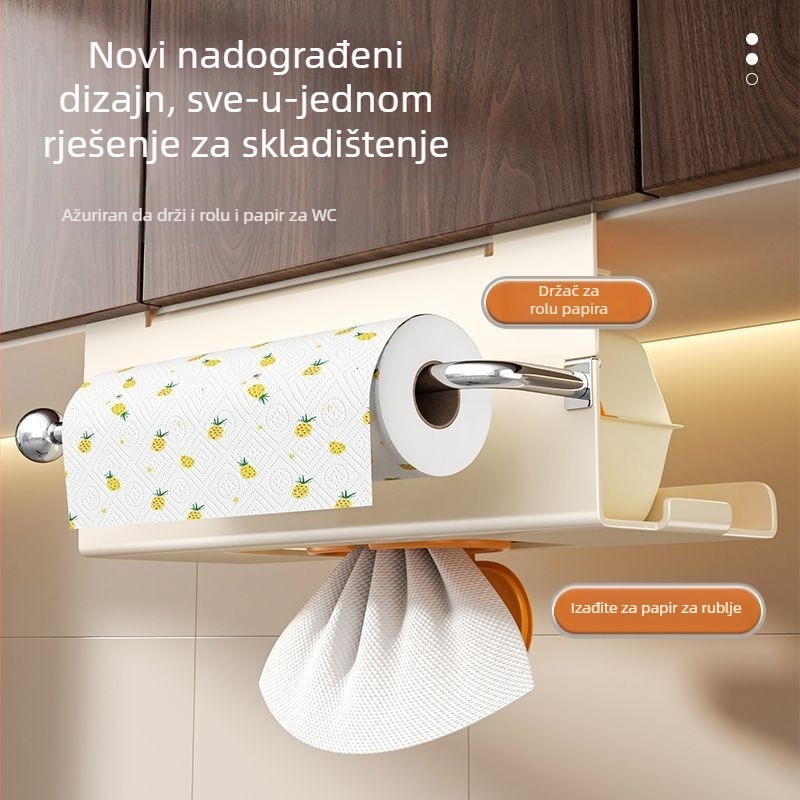 Držač za papir u kuhinji za ormar, zidni bez bušenja, L-oblik, završna obrada pečenim lakom, model SC-152