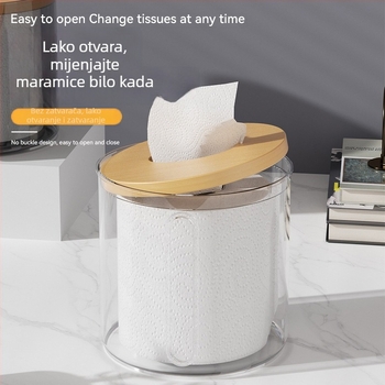 Okružna kutija za papirnate maramice, PET materijal, višefunkcionalna, moderni minimalistički stil, pogodna za kupaonicu