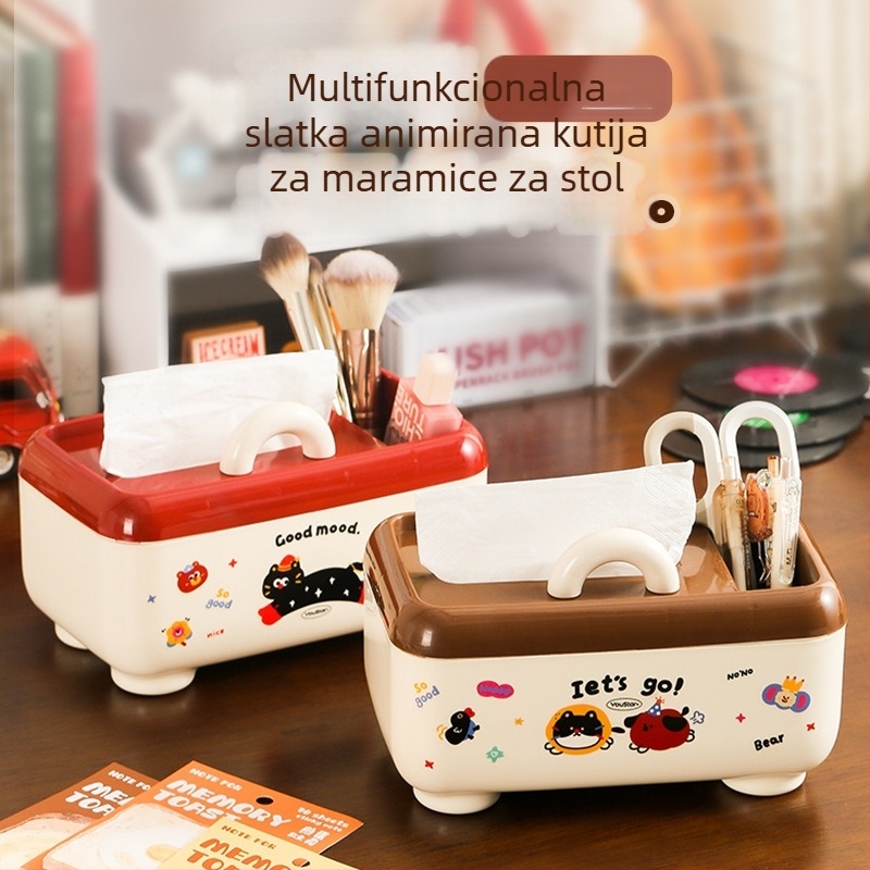 Stolna kutija za papirnate maramice s odjeljkom za daljinski upravljač — plastika, model Y11-3304, svijetli luksuz, višestruka funkcija