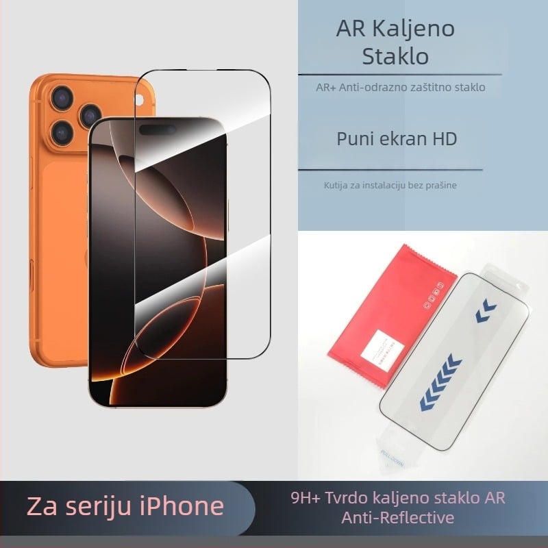 Kaljeno staklo zaštita zaslona za iPhone 15/16/17 Pro Max, HD jasnoća, anti-refleksija, antibakterijska, otporna na ogrebotine, potpuno prekrivanje zaslona