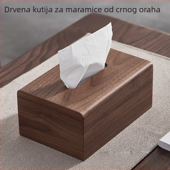 Kutija za maramice od orahovog drveta, drvena kutija za pohranu, moderni minimalistički stil, višestruka namjena za dnevni boravak i kupaonu