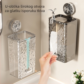 Zidna kutija za maramice s usisnom cupom, plastična, višenamjenska, za kupaonicu, auto i dnevni boravak (set od 36 kom.)