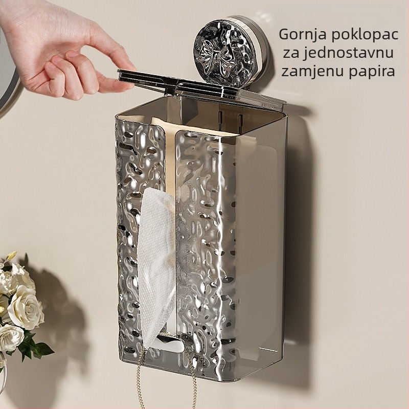 Zidna kutija za maramice s usisnom cupom, plastična, višenamjenska, za kupaonicu, auto i dnevni boravak (set od 36 kom.)