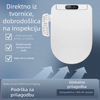Pametna daska za WC s trenutačnim grijanjem vode, podesivom temperaturom vode, grijanim sjedalom, automatskim čišćenjem mlaznice, daljinskim upravljanjem